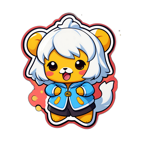 En søt og leken tegneserieversjon av Mone Chiba