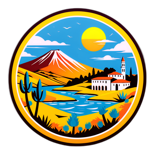 A ciprusi táj tradicionális motívumokkal díszítve, napsütéses hangulattal