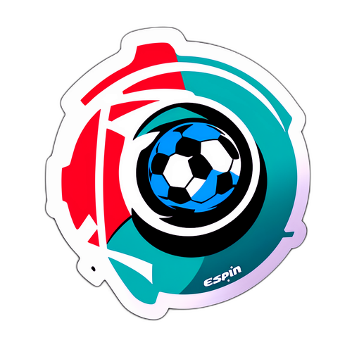 Logo de ESPN con diseño moderno y elementos de fútbol