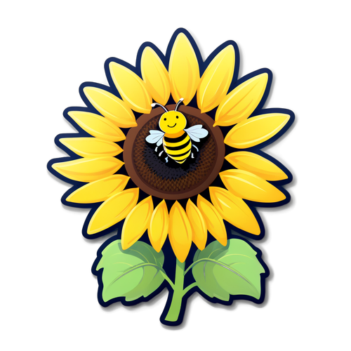 A Bright and Cheerful Sunflower with a Bee Buzzing Around It