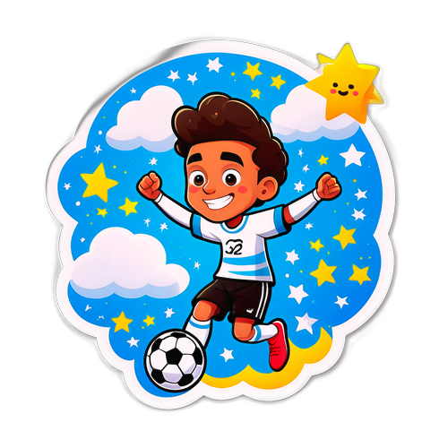 Whimsical Cartoon Soccer Player Sticker