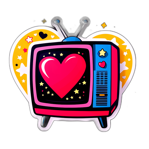 Sticker TV Clasic Pro cu Inimi și Stele