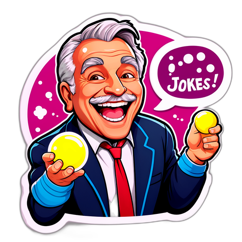 Adesivo di Antonio Ornano come personaggio cartoon che racconta barzellette