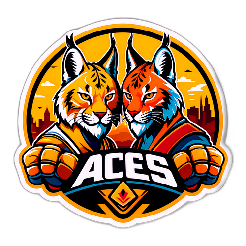Sticker ng Lynx at Aces na Nagtutunggali