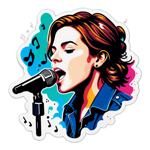 Fargerik portrett av Brandi Carlile som synger