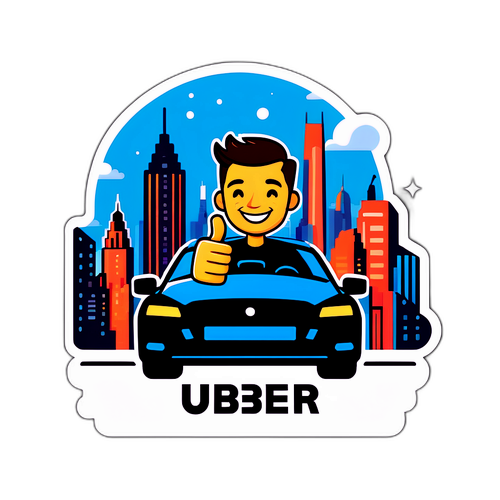 Uber-temat klistermärke med glad förare