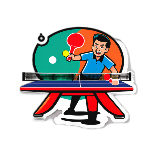 幽默风格乒乓球互动贴纸
