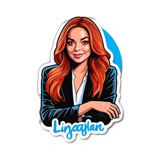Un autocollant représentant Lindsay Lohan à l'apogée de sa carrière, avec des éléments de glamour et de fête
