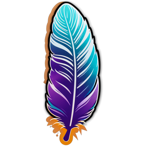 Transform Your Style: The Irresistible Teal to Purple Ombre Feather Sticker You Can't Miss!