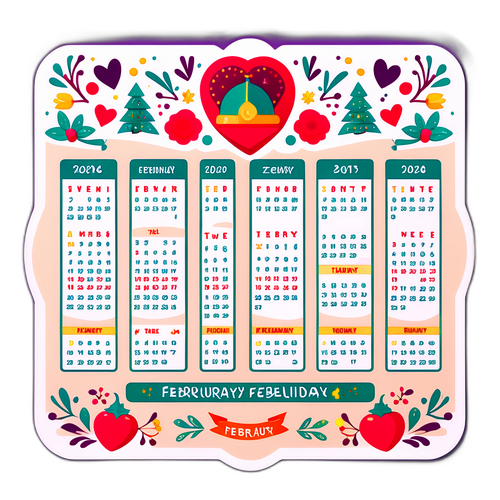 Halaman Kalender Berwarna untuk Februari 2026