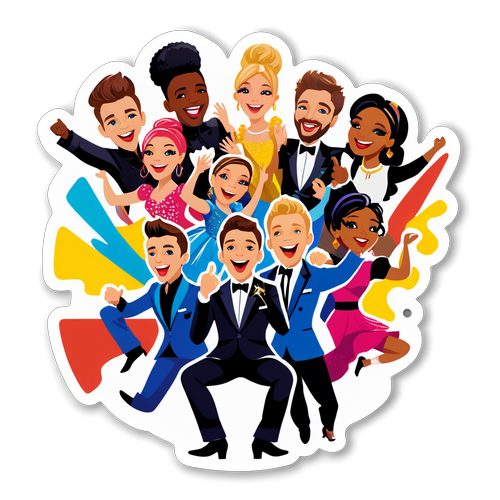 Vrolijke sticker van een Eurovision talentenjacht