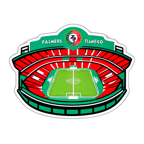 Классическая панорама стадиона с логотипами "Палмейрас" и "Фламенго"