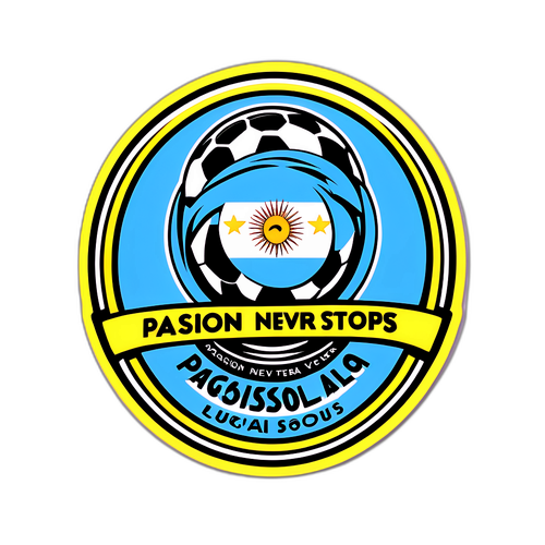 Diseño de un sticker con el lema 'La pasión nunca se detiene'