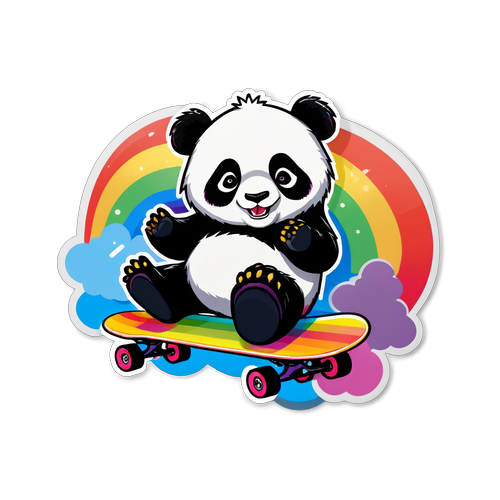 Chú Gấu Panda Cưỡi Ván Trượt Cầu Vồng: Sự Vui Vẻ Gây Nghiện Đang Chờ Bạn!