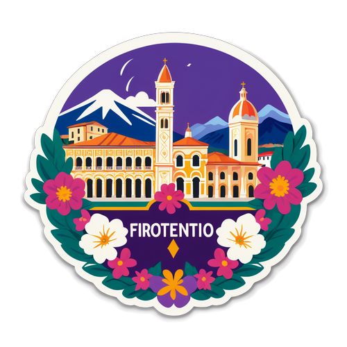 Fiorentina-logotyp med blommor och arkitektur