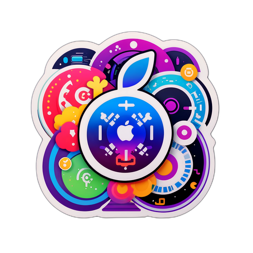 Teknologiskt Klistermärke med iOS Symbol