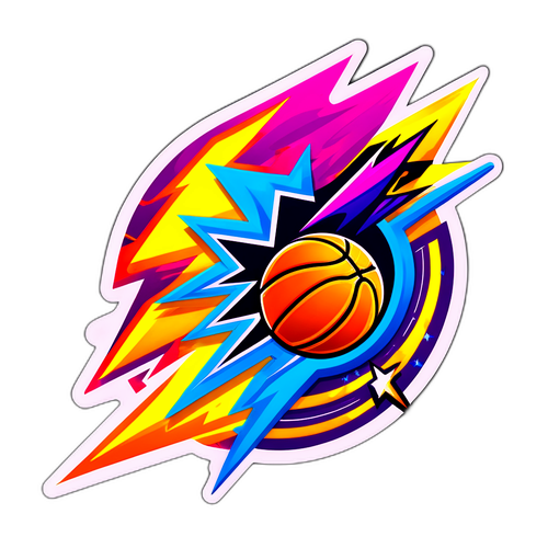 Desenho estilizado de raio e basquete