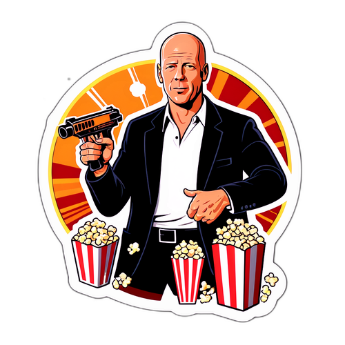 Adesivo ispirato ai film retro con Bruce Willis