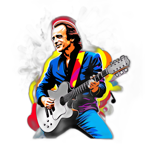 Design élégant de Jean-Jacques Goldman avec sa guitare