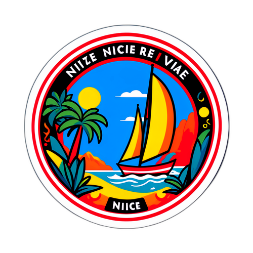 Création d'un autocollant artistique fusionnant la culture et le style de Nice avec des éléments de la Côte d'Azur