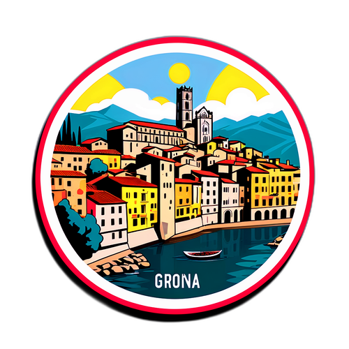 Girona Tarihi Yapıları Stickerı