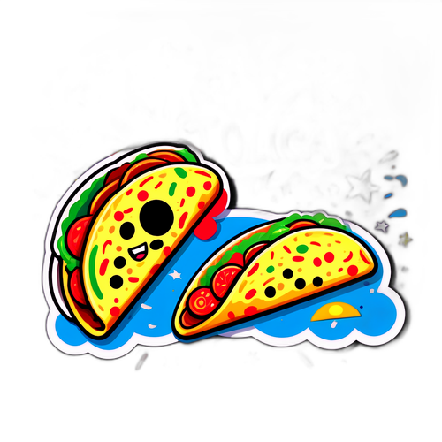 Stiker Taco dan Pizza Bersorak