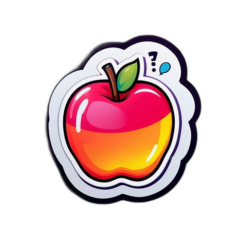 Sticker van een gedetailleerde appel met spraakwolk