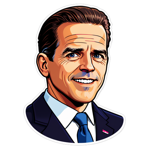 Cartoon-version av Hunter Biden med färgglad bakgrund