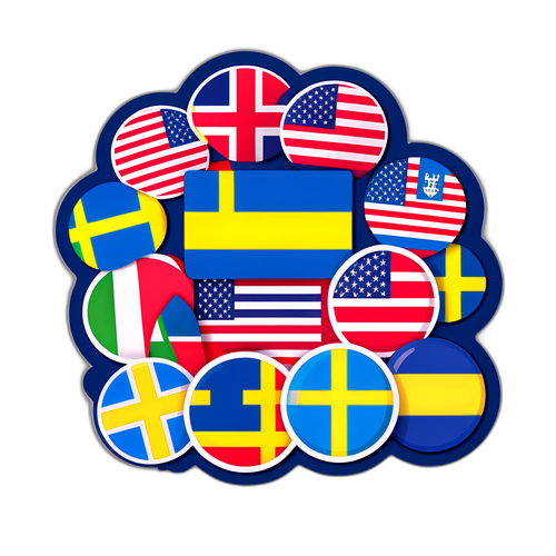 Дизайн наклейки с флагами США и Швеции