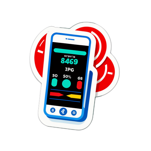 Sticker cu telefon mobil arătând un alertă de scor pe Flashscore