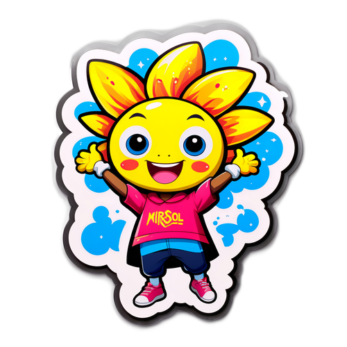 Adesivo do Mirasol como mascote alegre
