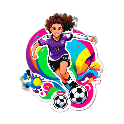 מדבקה צבעונית של יאֵל שַׁלַּבִּיָּה עם מוטיבים של כדורגל