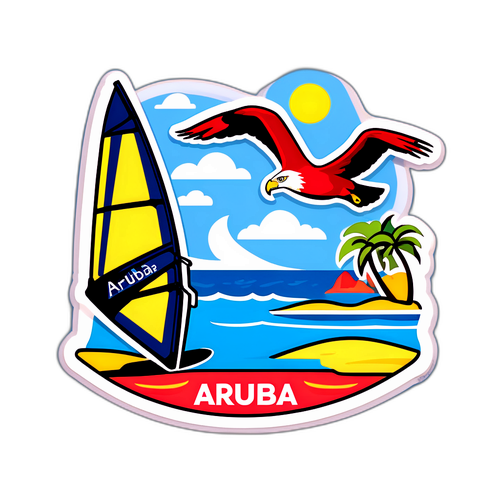 Adesivo de Aruba com ícones turísticos