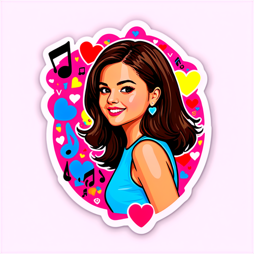 Farverig sticker med Selena Gomez