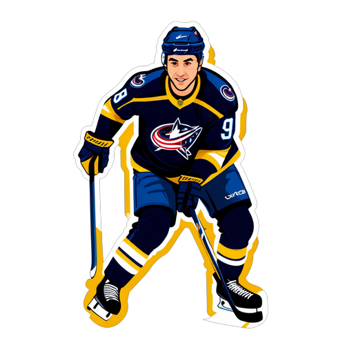 Shocking Talent: Johnny Gaudreau's Iconic Silhouette in Epic Blue Jackets Colors!