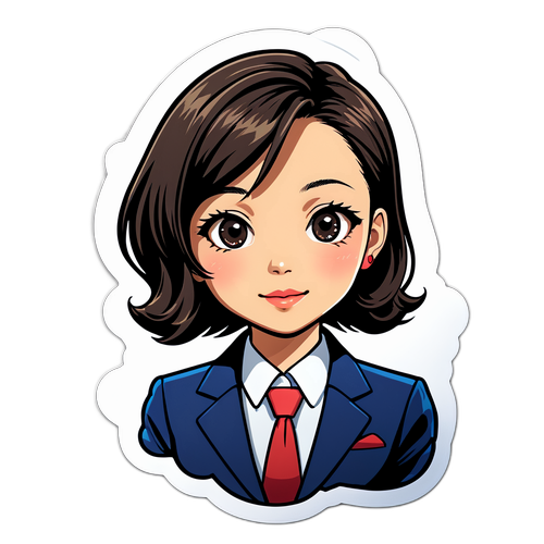 ニュースキャスター鈴木菜保子のイラストステッカー