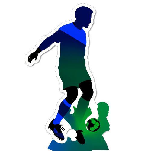 A Silhouette Sticker of a Footballer Scoring a Goal