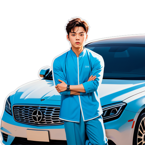 차 강석이 멋진 포즈를 취하는 스티커