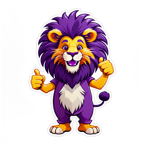 ¡El León Morado que Te Hará Sonreír! Descubre la Felicidad en Cada Pulgar Arriba