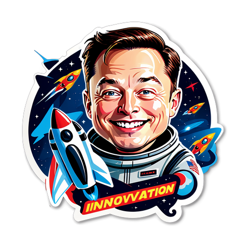 Sticker cu caricatura lui Elon Musk