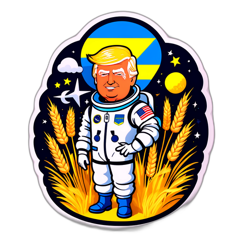 Un design de cartoon de Donald Trump avec des éléments ukrainiens