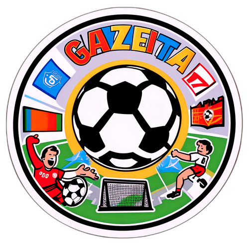 Σχέδιο αυτοκόλλητου του λογότυπου Gazzetta με κλασική ποδοσφαιρική απεικόνιση