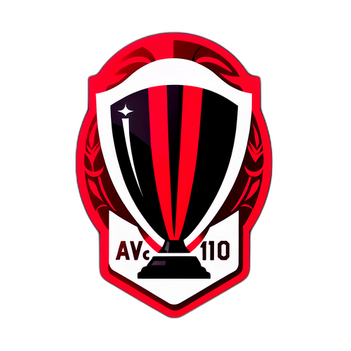 AC Milan'ın İkonik Renkleri ile Futbol ve Tarihi Kupa Sticker Tasarımı