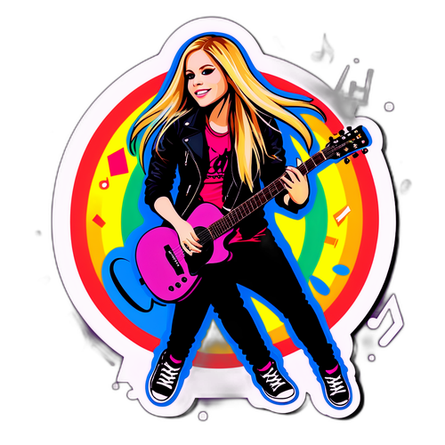 Diseño de pegatina de Avril Lavigne tocando la guitarra