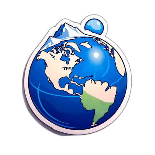 Sticker cu glob pământesc și efecte de apă și gheață pentru Groenlanda