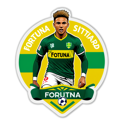 Sticker ontwerp: Fortuna Sittard logo met energieke jongens