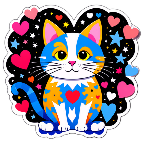 איור כיפי של חתול עם המשפט 'אהבת אלוהים גורדון'