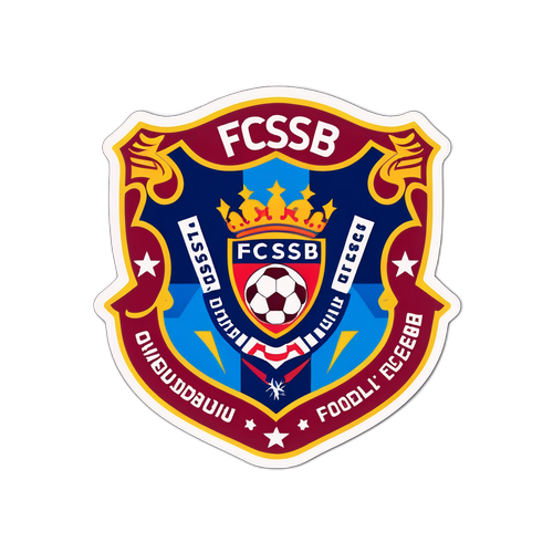 Autocolant FCSB cu elemente de fotbal