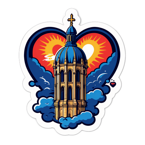 Notre Dames klocktorn med hjärtfyrboll