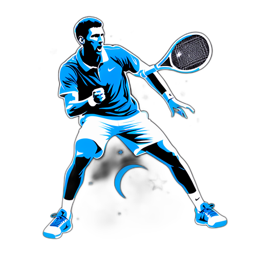 Sticker d'un court de tennis avec la silhouette de Djokovic